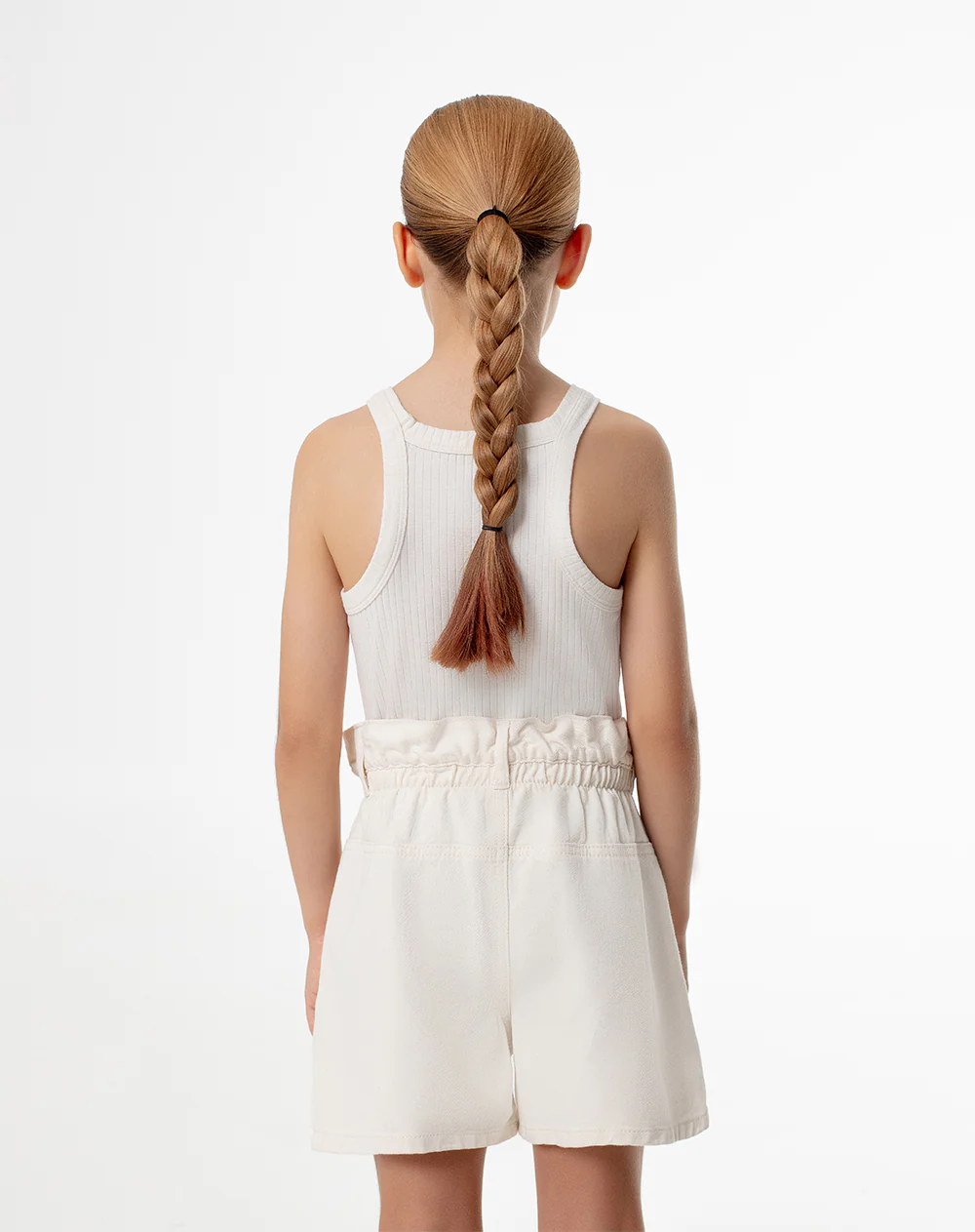 Short cargo tiro alto denim crema niña - Image 3