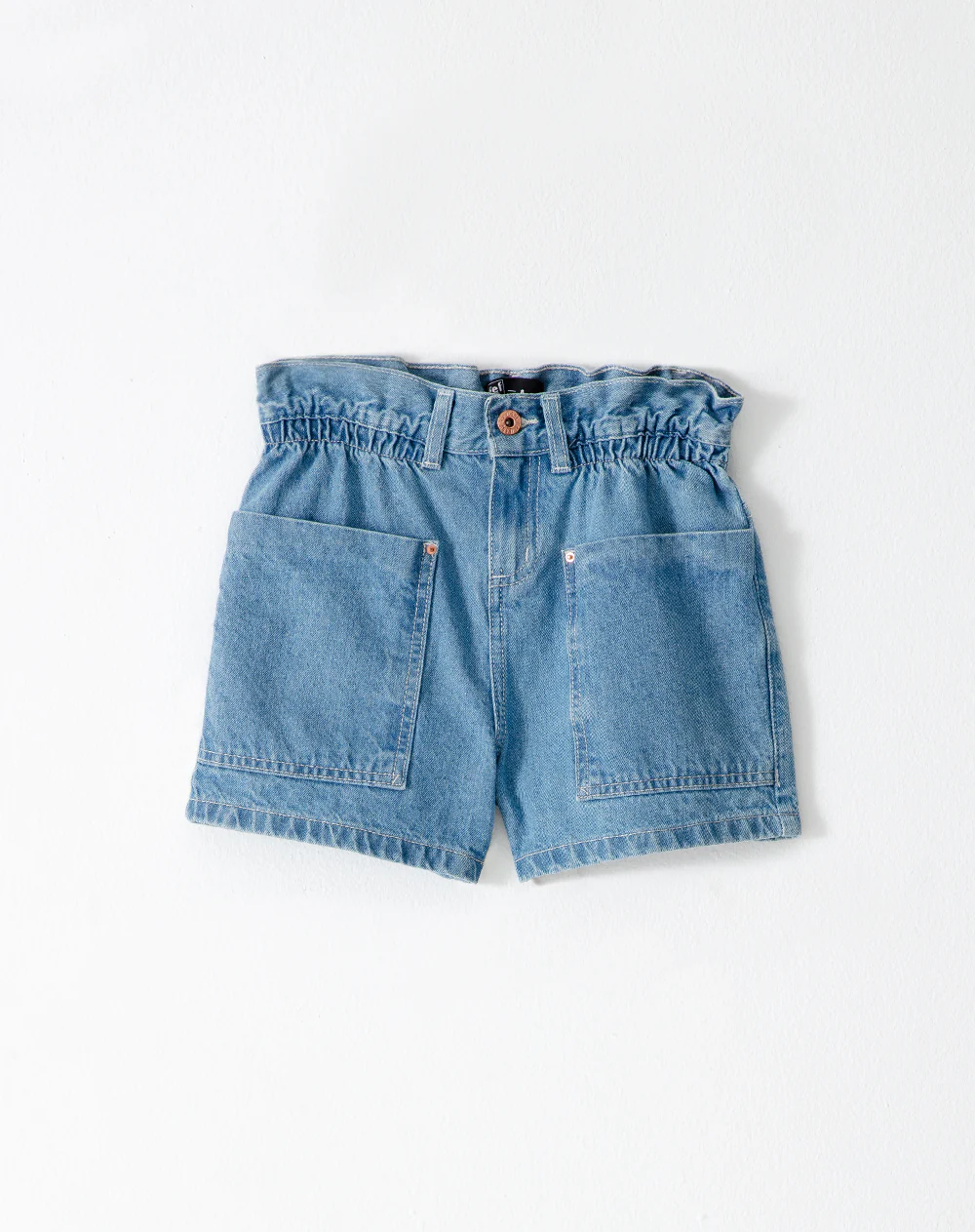 Short cargo tiro alto denim índigo medio niña - Image 2