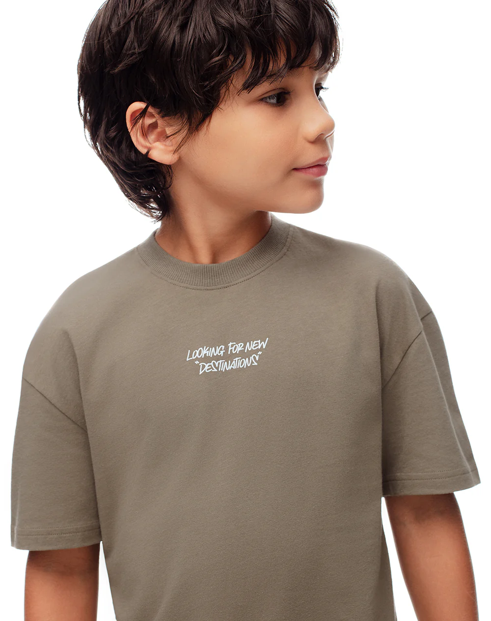 Camiseta regular algodón habana café niño - Image 3