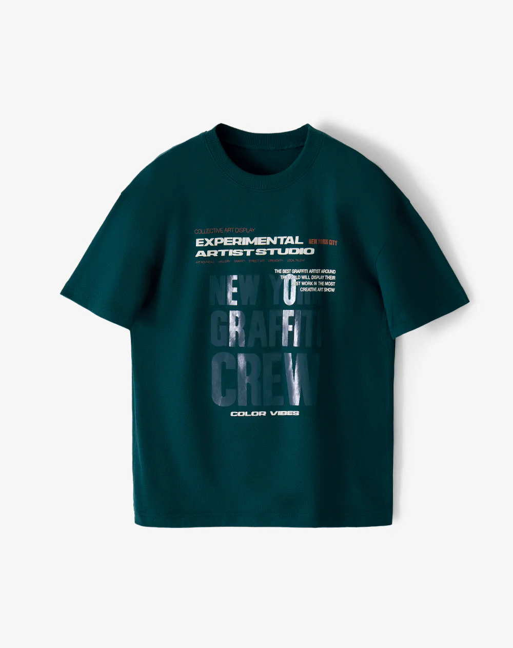Camiseta regular manga corta verde mujer