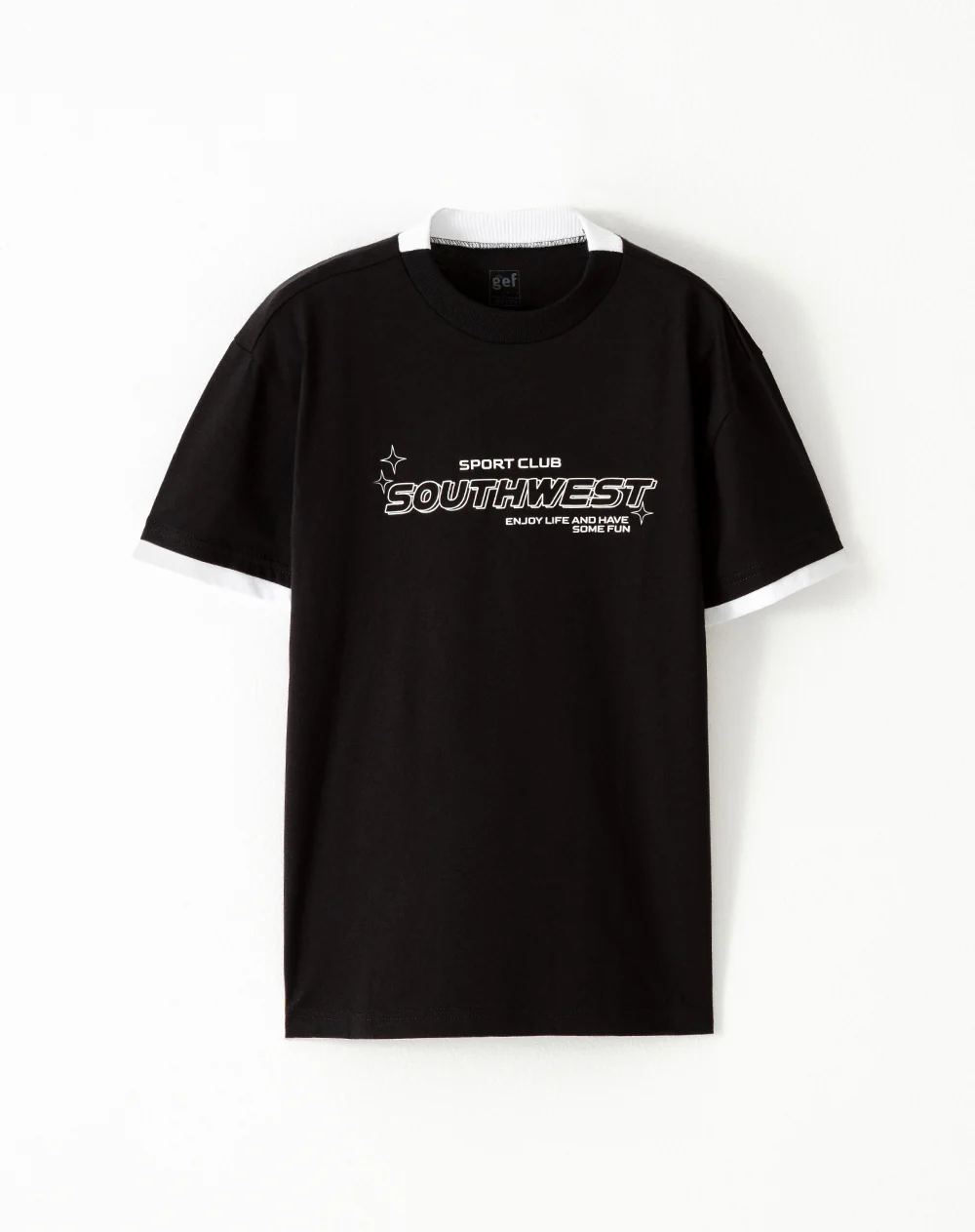 Camiseta regular algodón negro estampado niño - Image 5