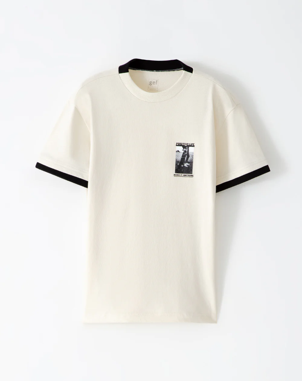 Camiseta regular algodón crema estampada niño - Image 5