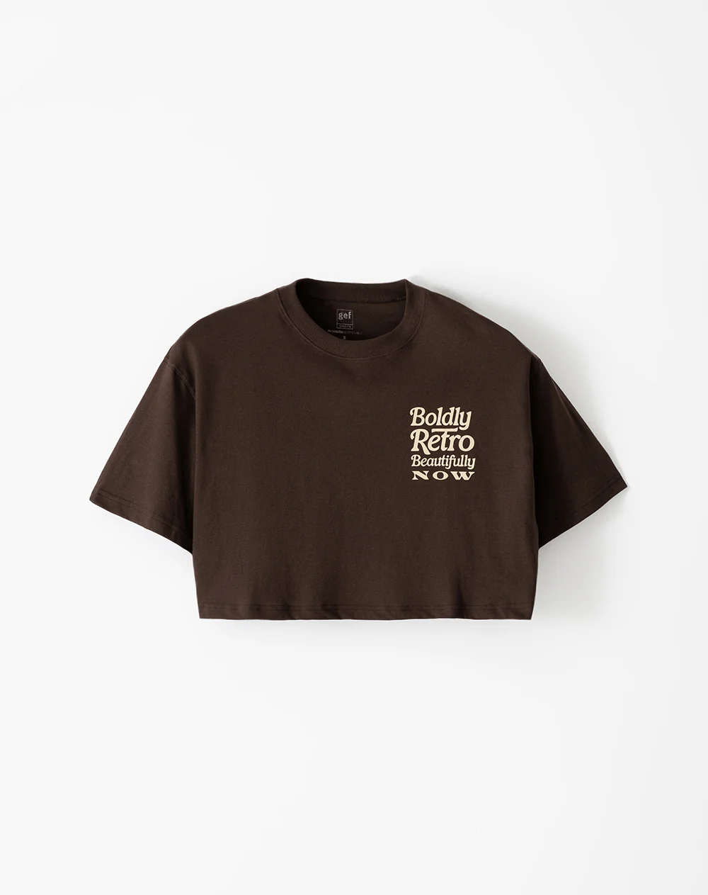Camiseta crop regular algodón chocolate estampada mujer - Image 5