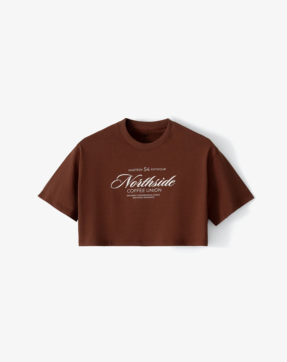 Camiseta crop regular algodón café estampada mujer - Image 5
