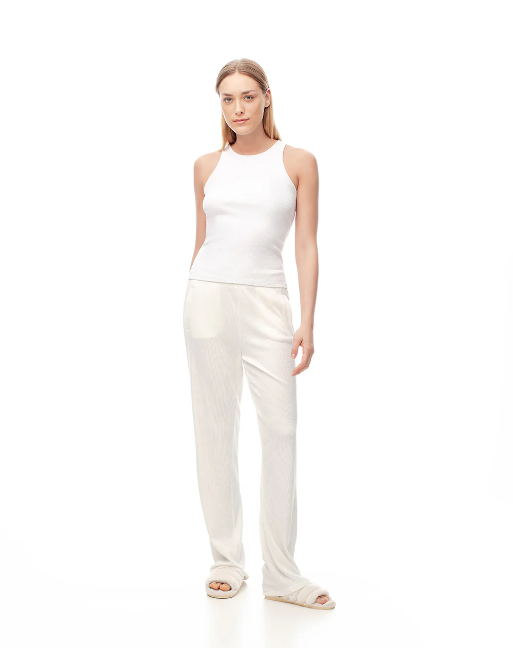 Camiseta esqueleto slim rib algodón blanca mujer - Image 5