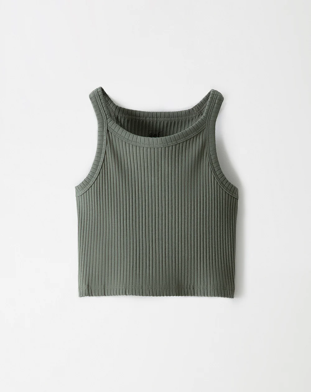 Crop top slim rib verde niña - Image 5