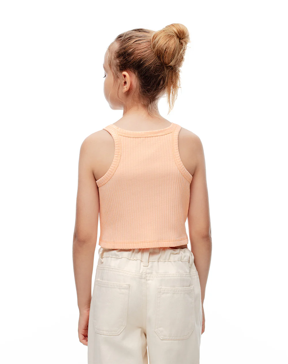 Camiseta esqueleto slim tejido de punto naranja niña - Image 2