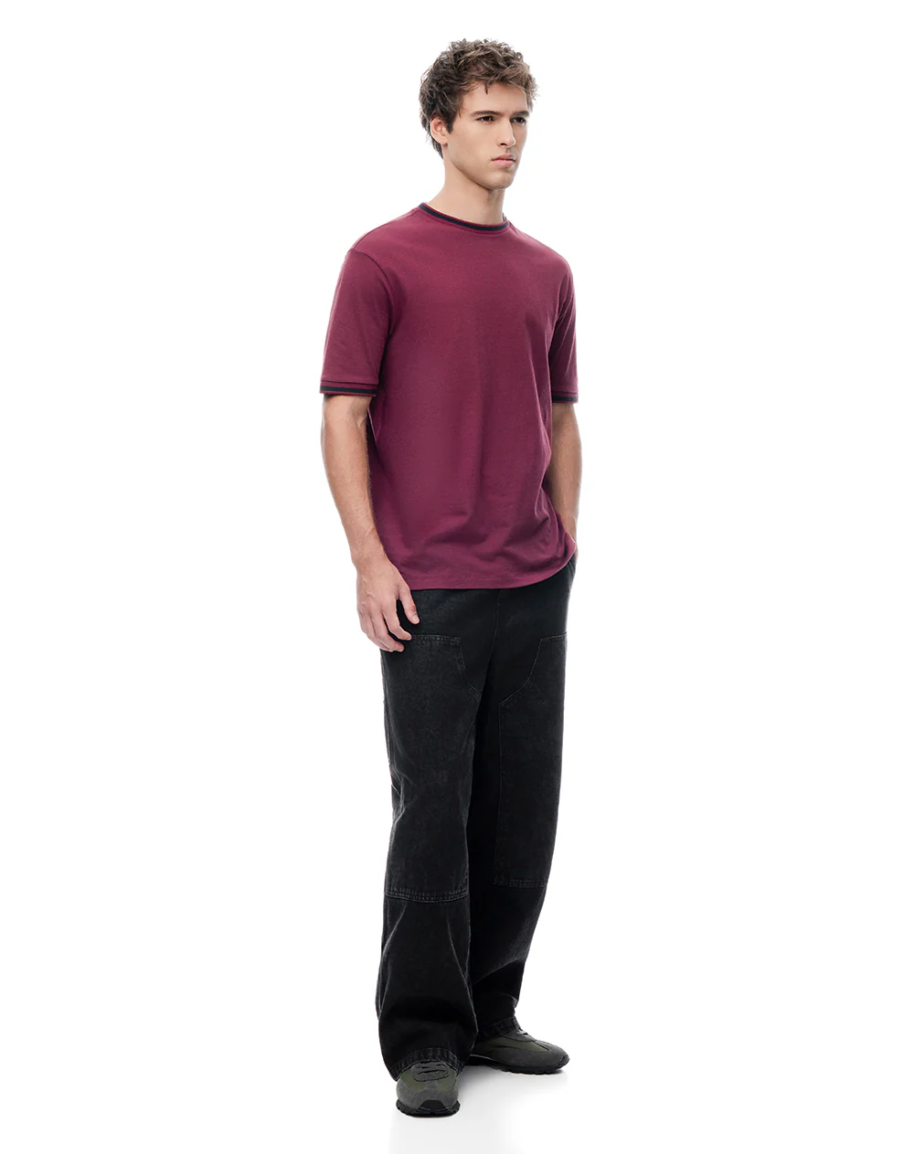 Camiseta regular algodón jersey vino tinto hombre - Image 3