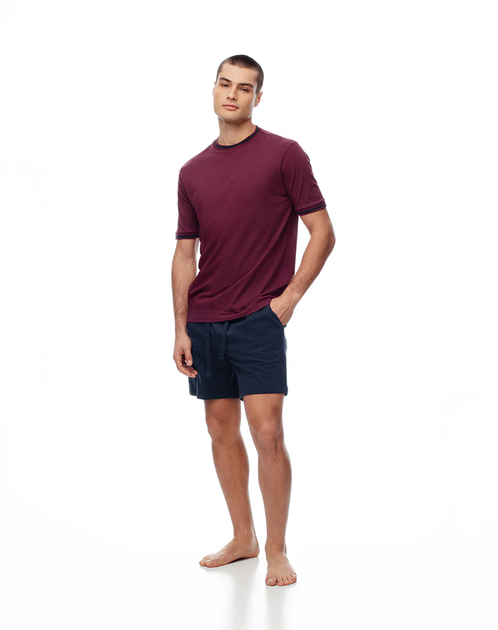 Camiseta regular algodón jersey vino tinto hombre - Image 5