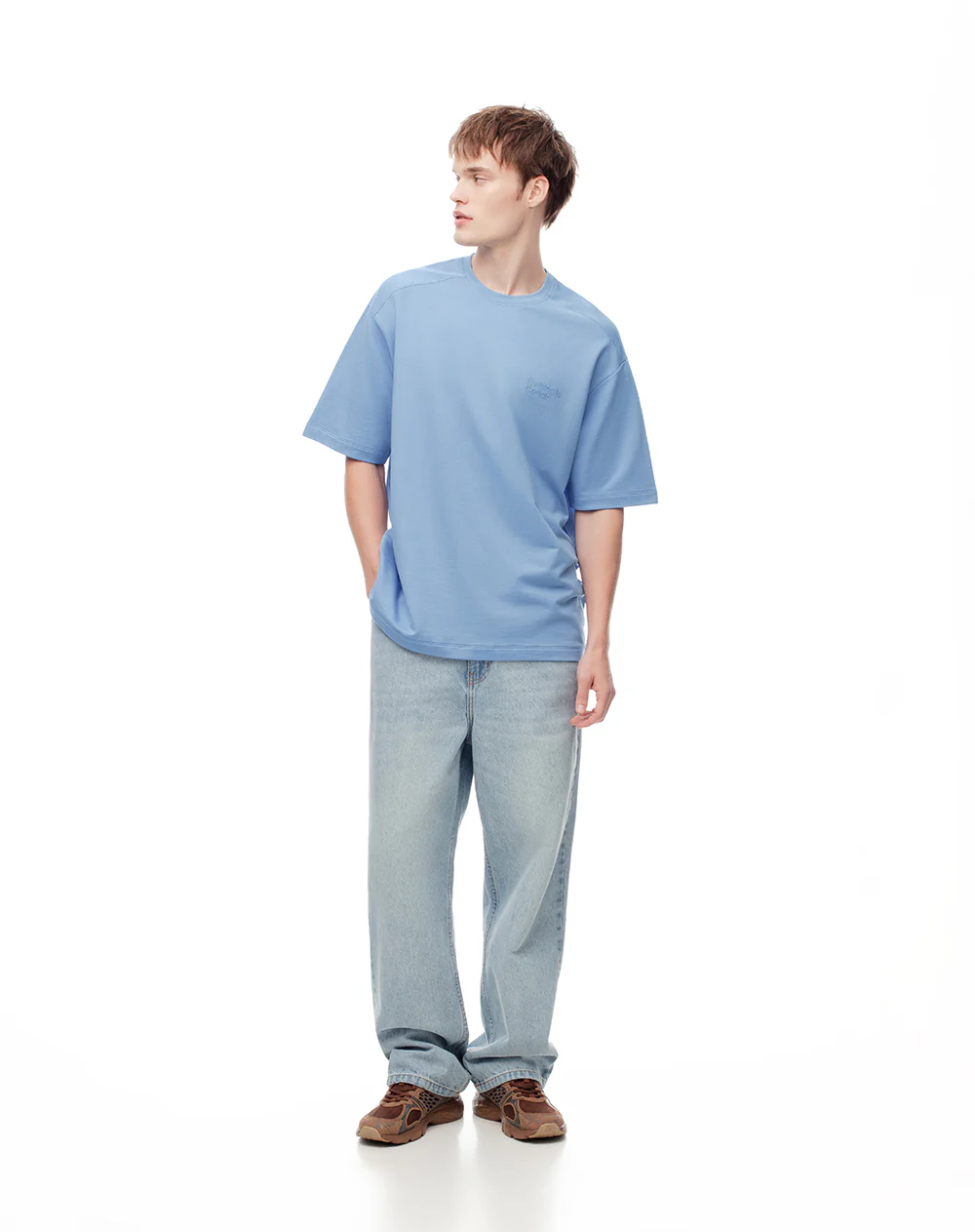 Camiseta oversize algodón azul hombre - Image 3