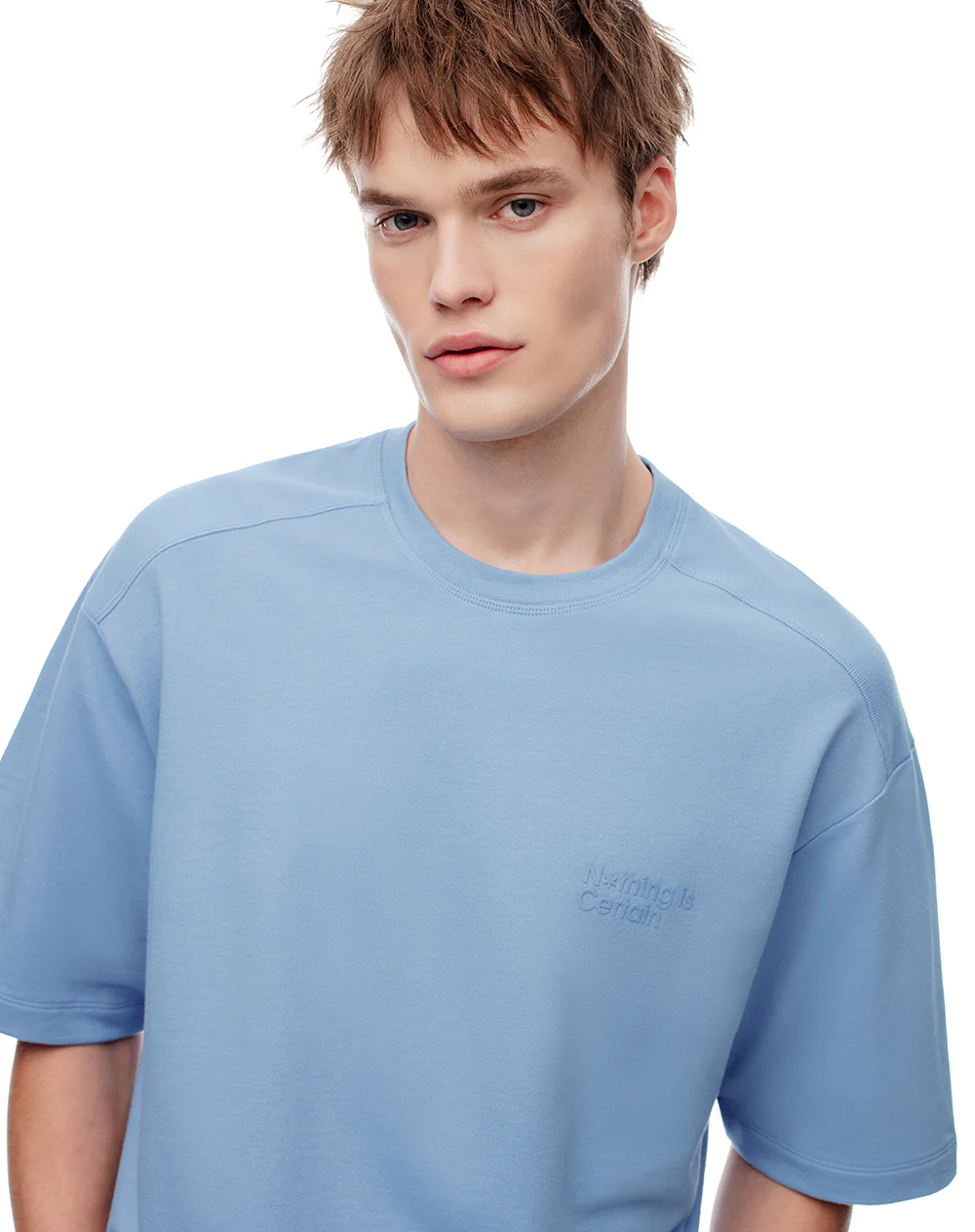 Camiseta oversize algodón azul hombre - Image 4