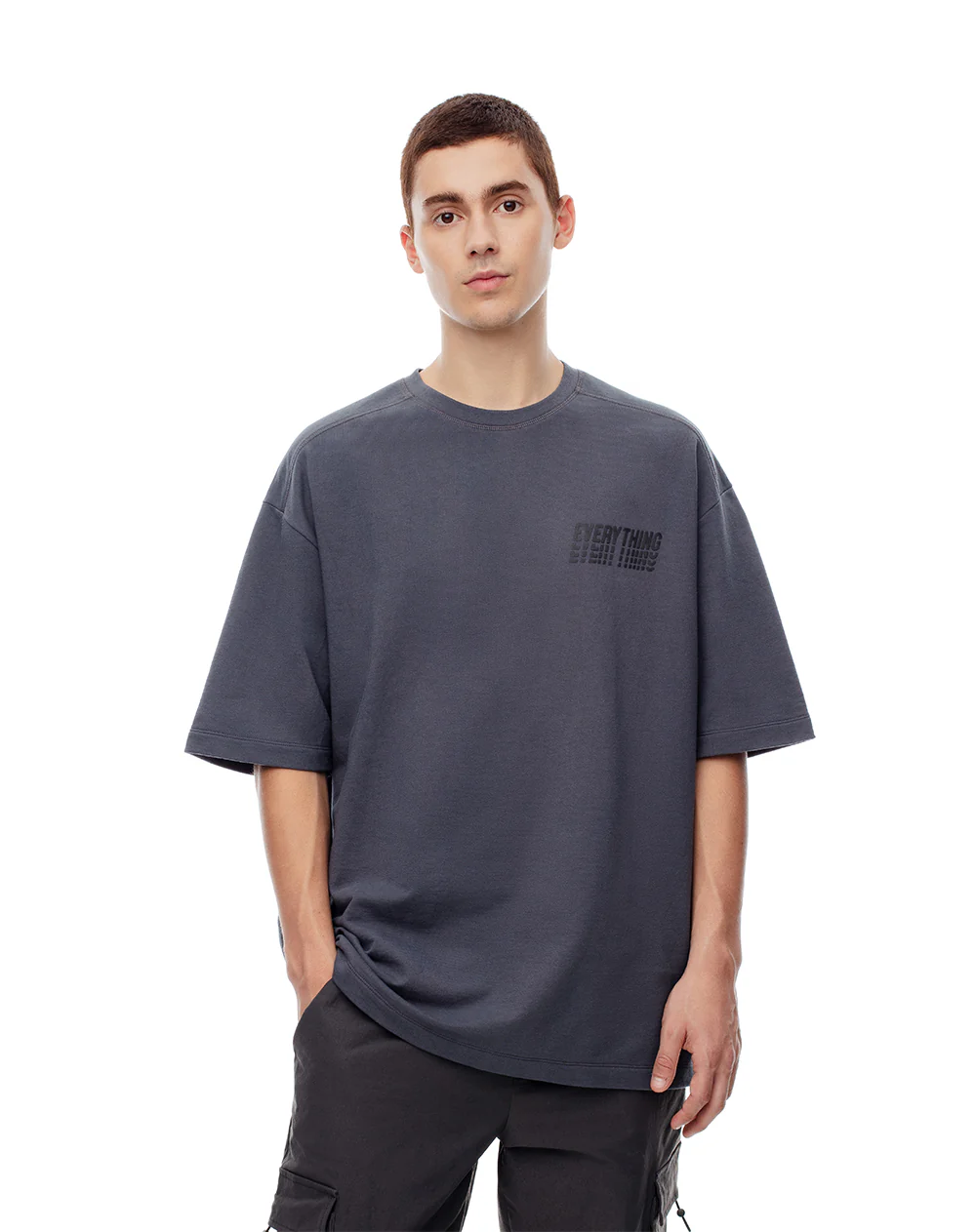 Camiseta oversize algodón gris hombre