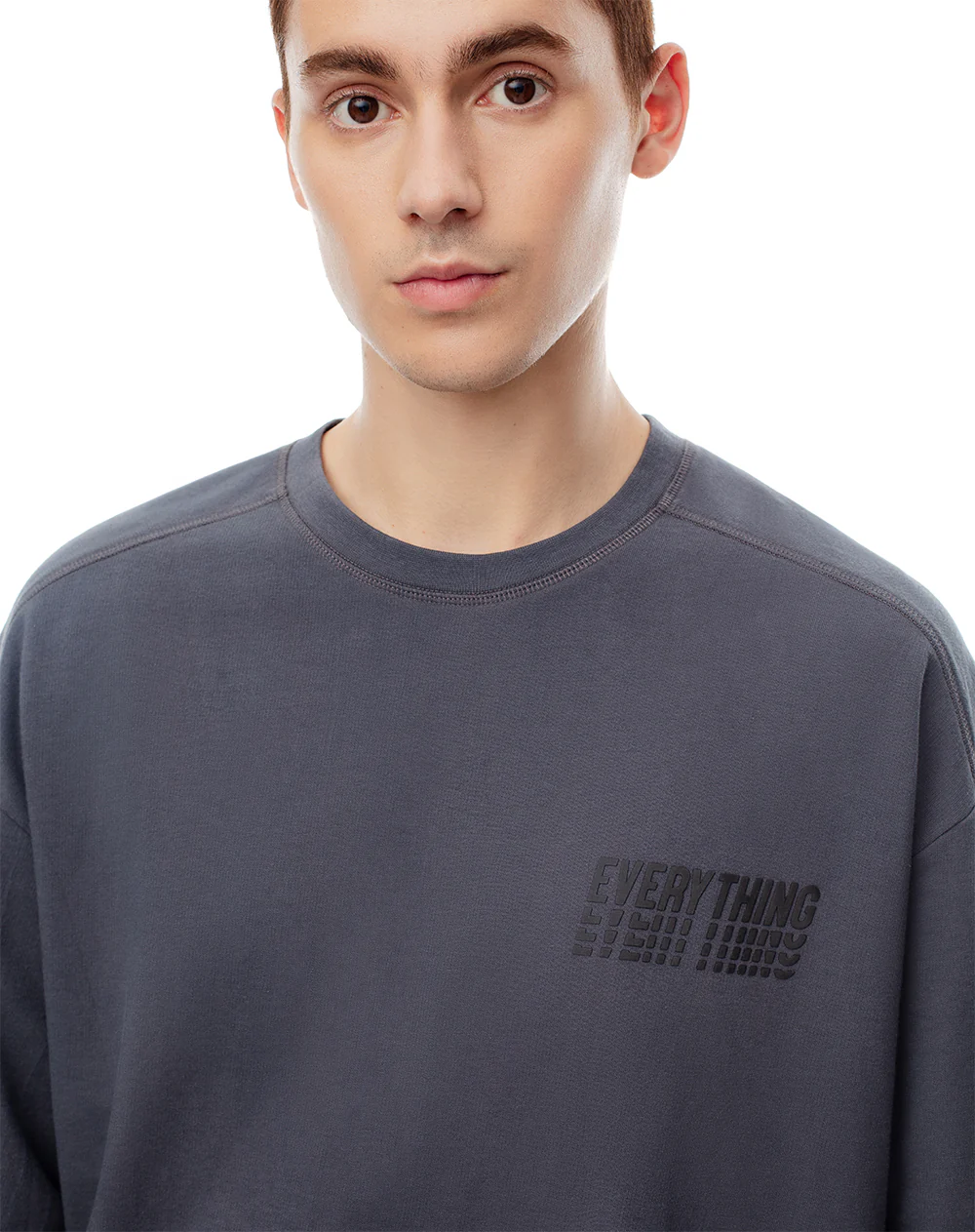 Camiseta oversize algodón gris hombre - Image 3