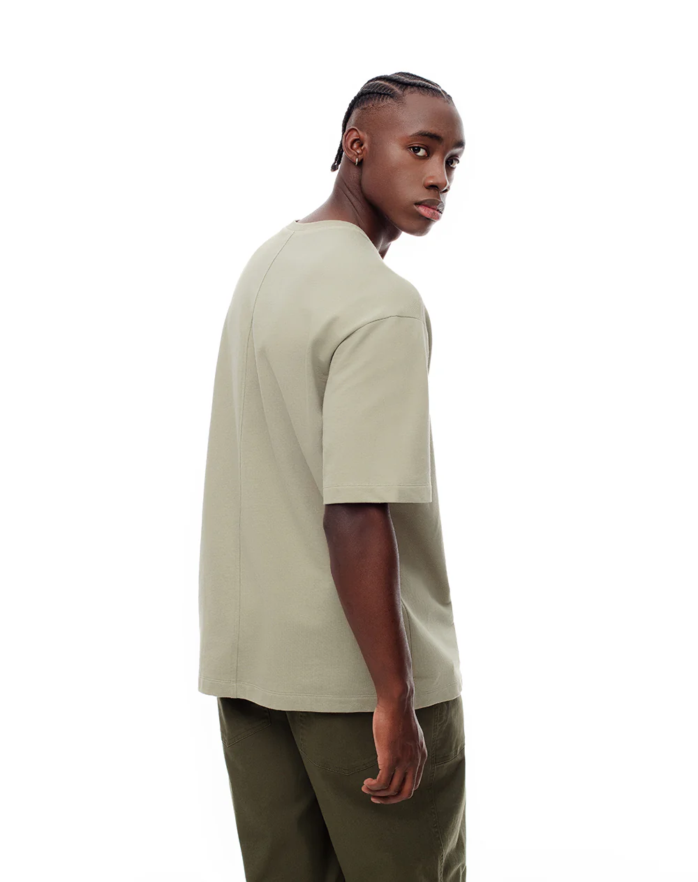 Camiseta oversize algodón verde hombre - Image 2