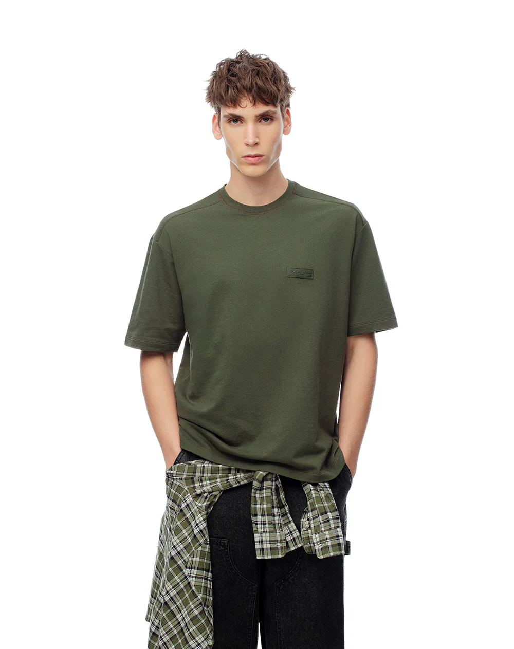 Camiseta regular algodón verde hombre