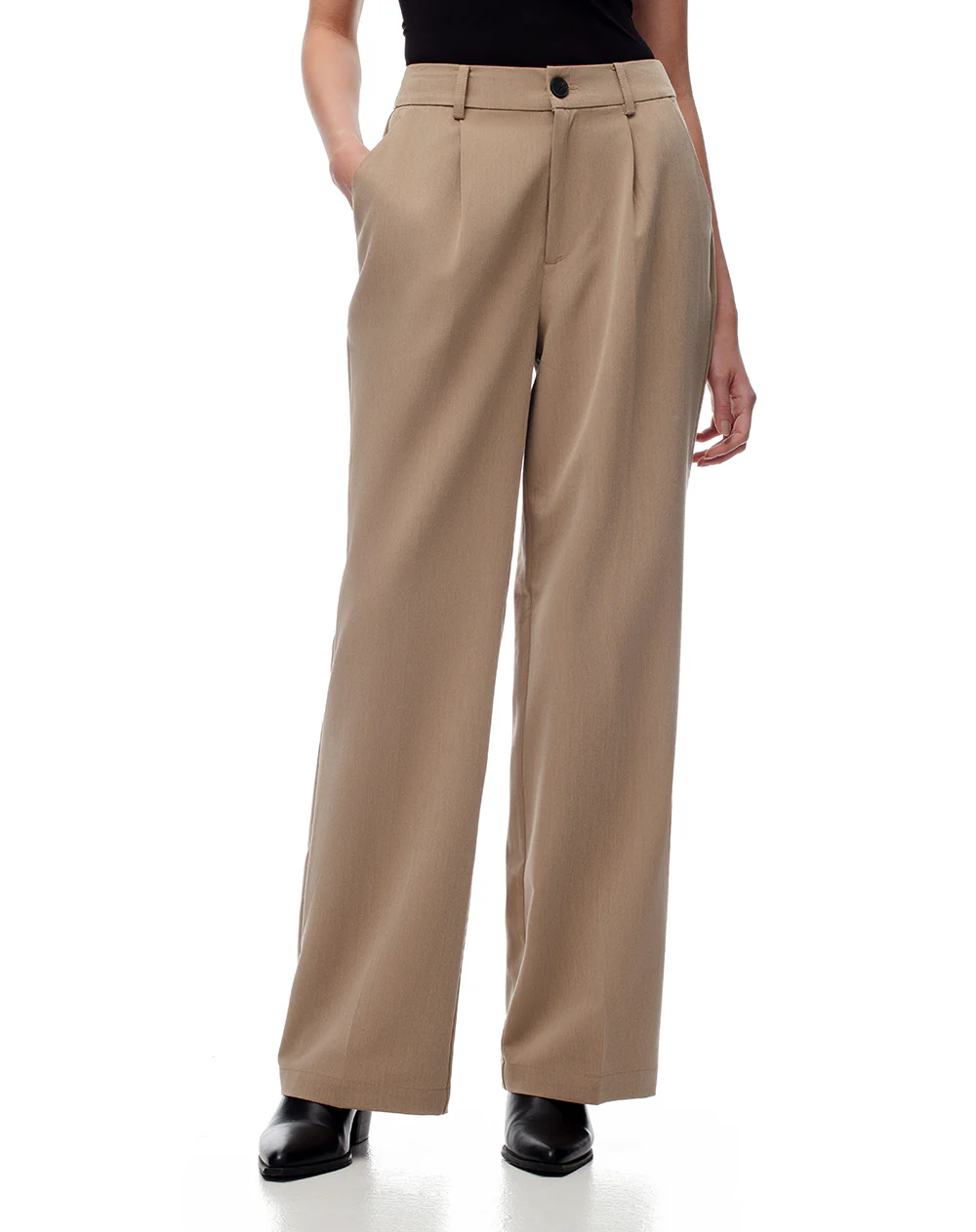Pantalón wide leg tiro alto café mujer - Image 4