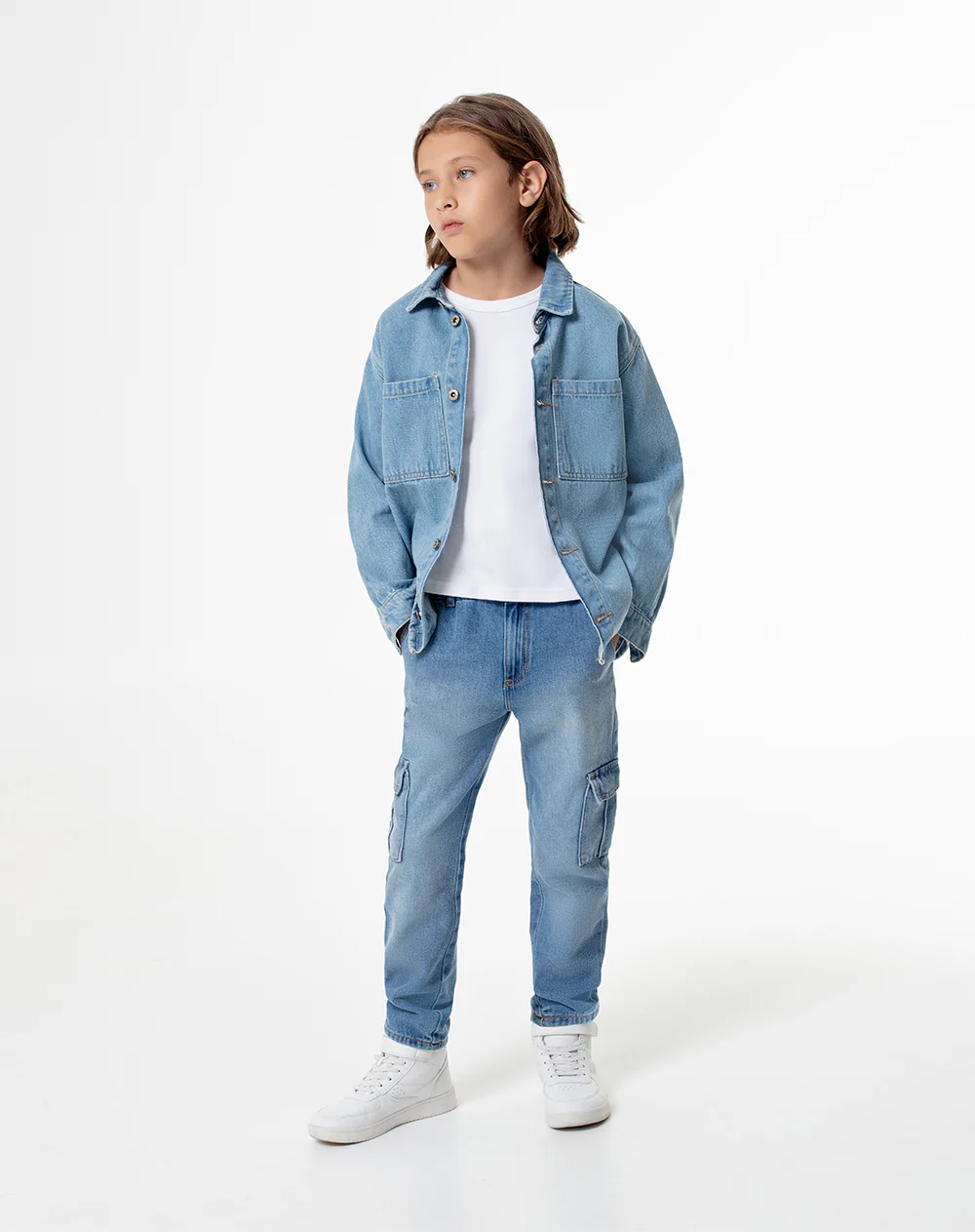 Jean cargo índigo medio niño