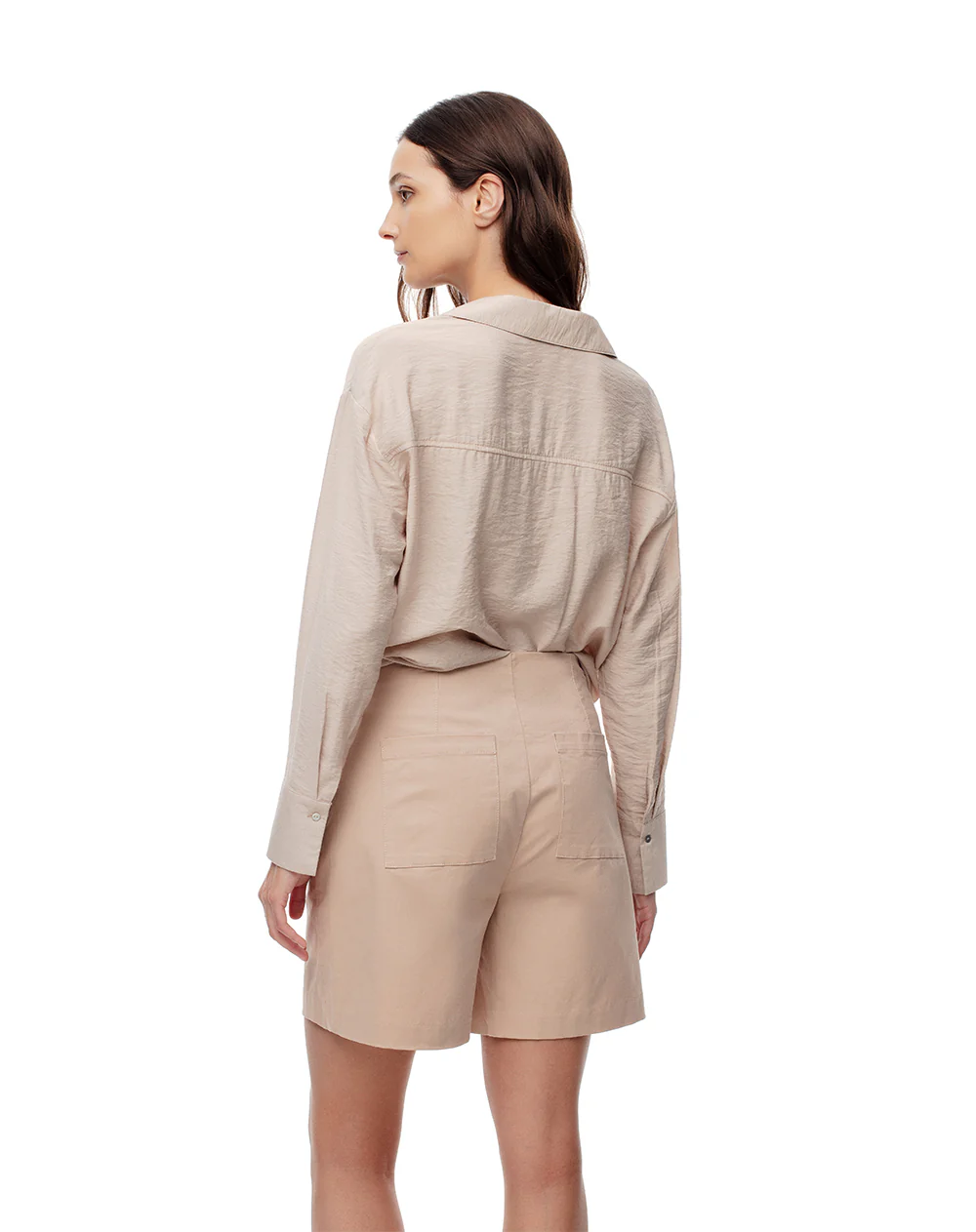 Short tiro alto algodón caqui mujer - Image 2