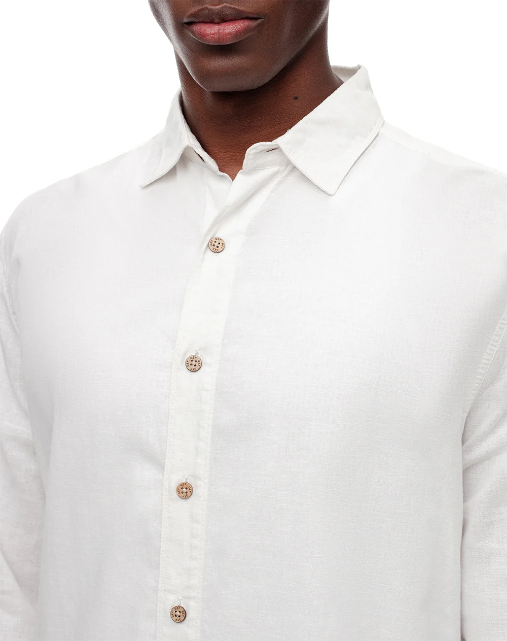 Camisa manga larga regular lino blanca hombre - Image 4
