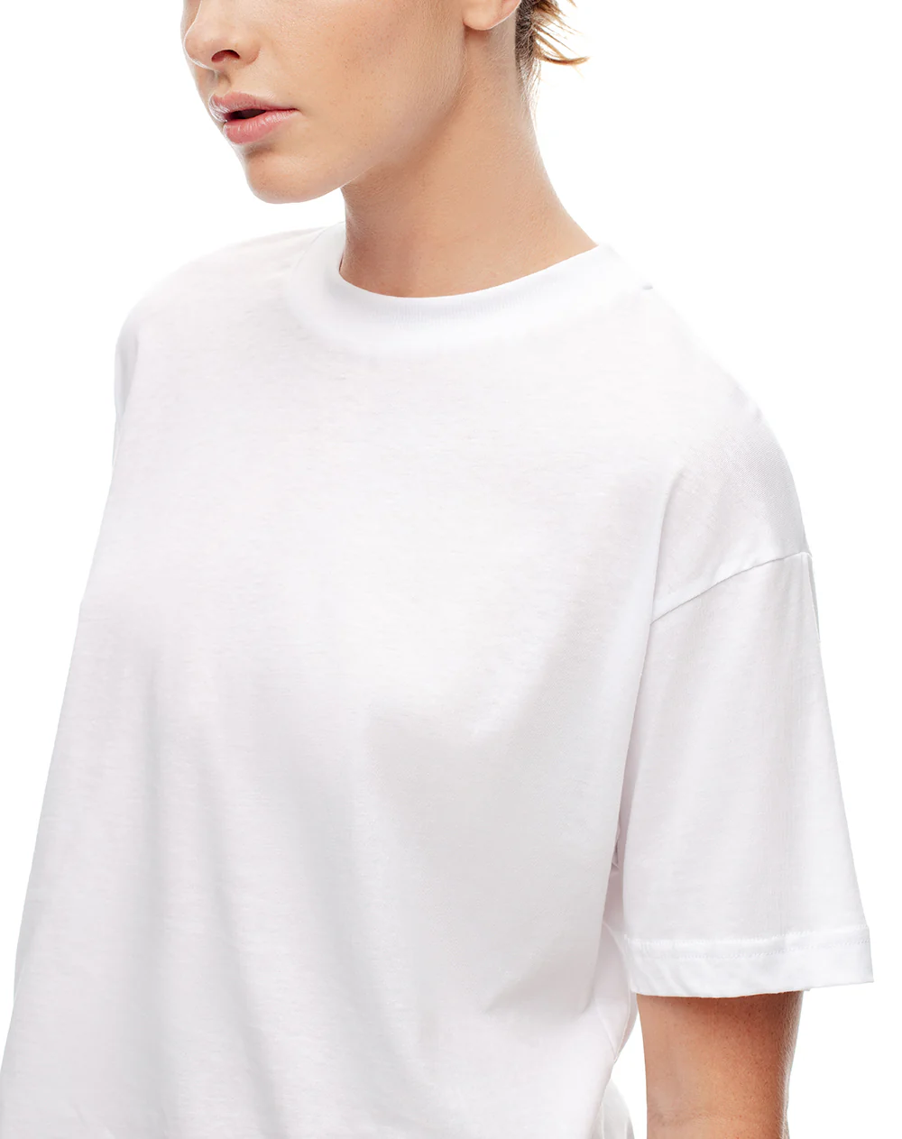 Camiseta oversize algodón blanca mujer - Image 3