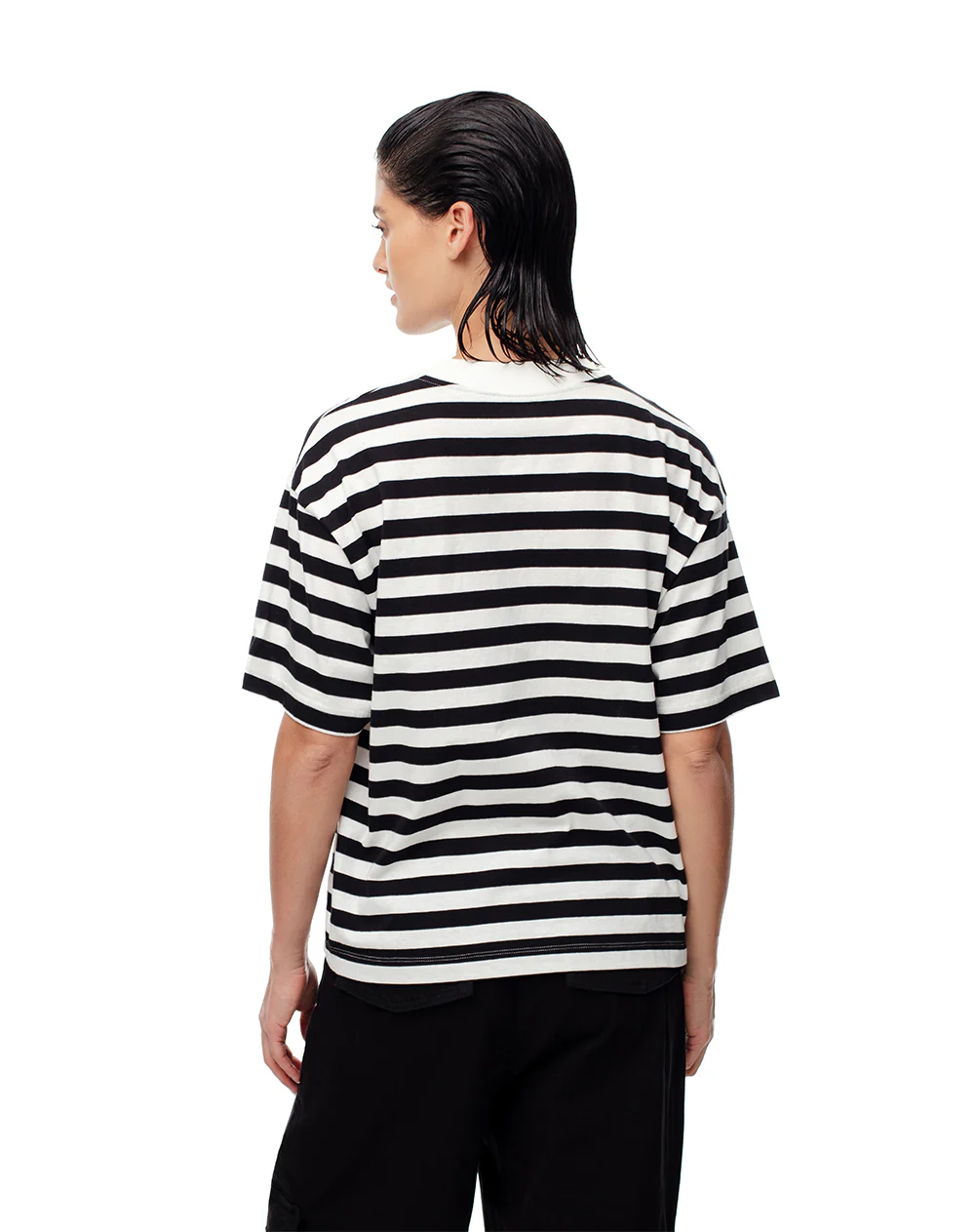 Camiseta oversize algodón rayas mujer - Image 2