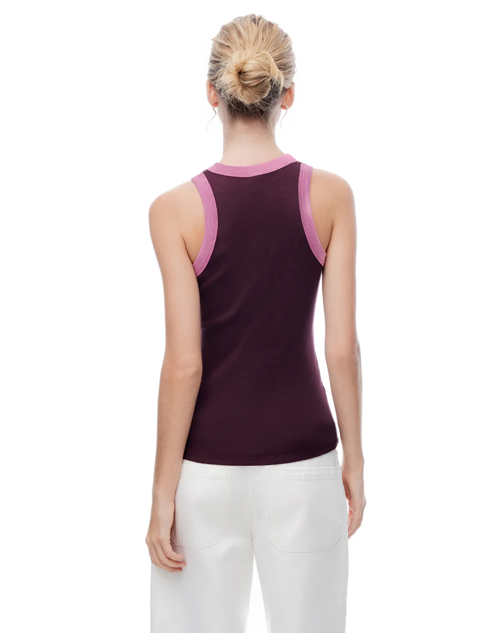 Camiseta esqueleto slim rib algodón vino tinto mujer - Image 2