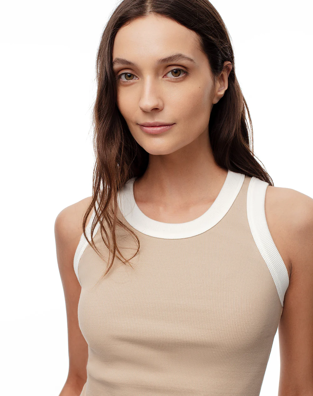 Camiseta esqueleto slim rib algodón caqui mujer - Image 3