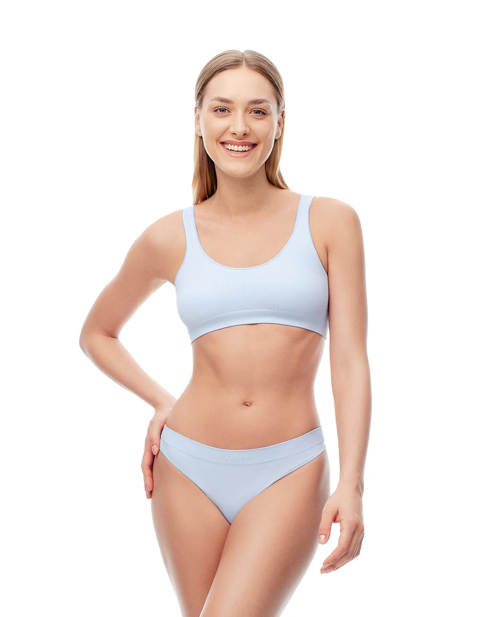 Top soporte medio seamless azul mujer - Image 3