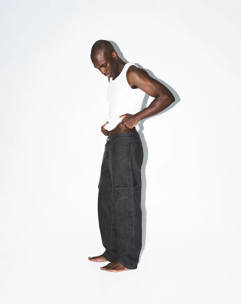 Jean cargo recto negro hombre - Image 6