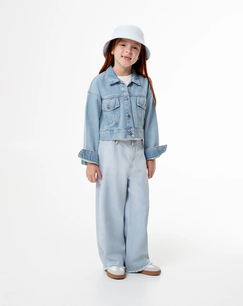 Chaqueta crop denim índigo medio niña - Image 4