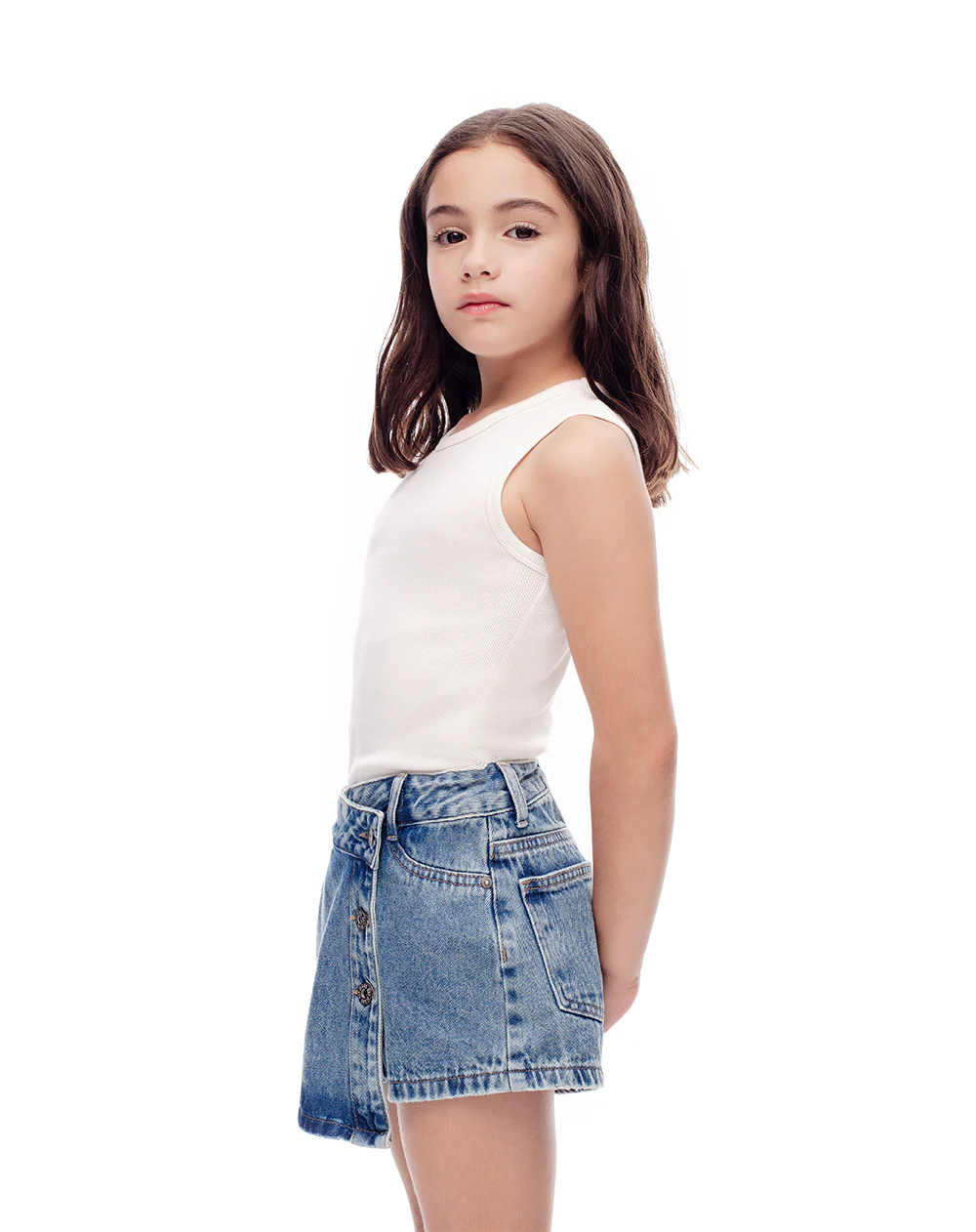 Falda short denim índigo oscuro niña - Image 4