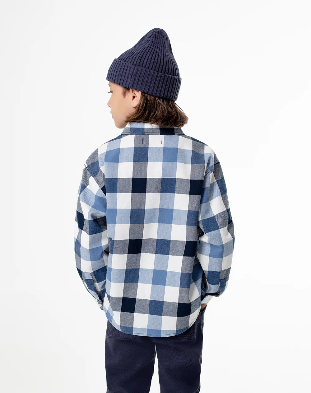 Camisa manga larga regular denim cuadros niño - Image 2
