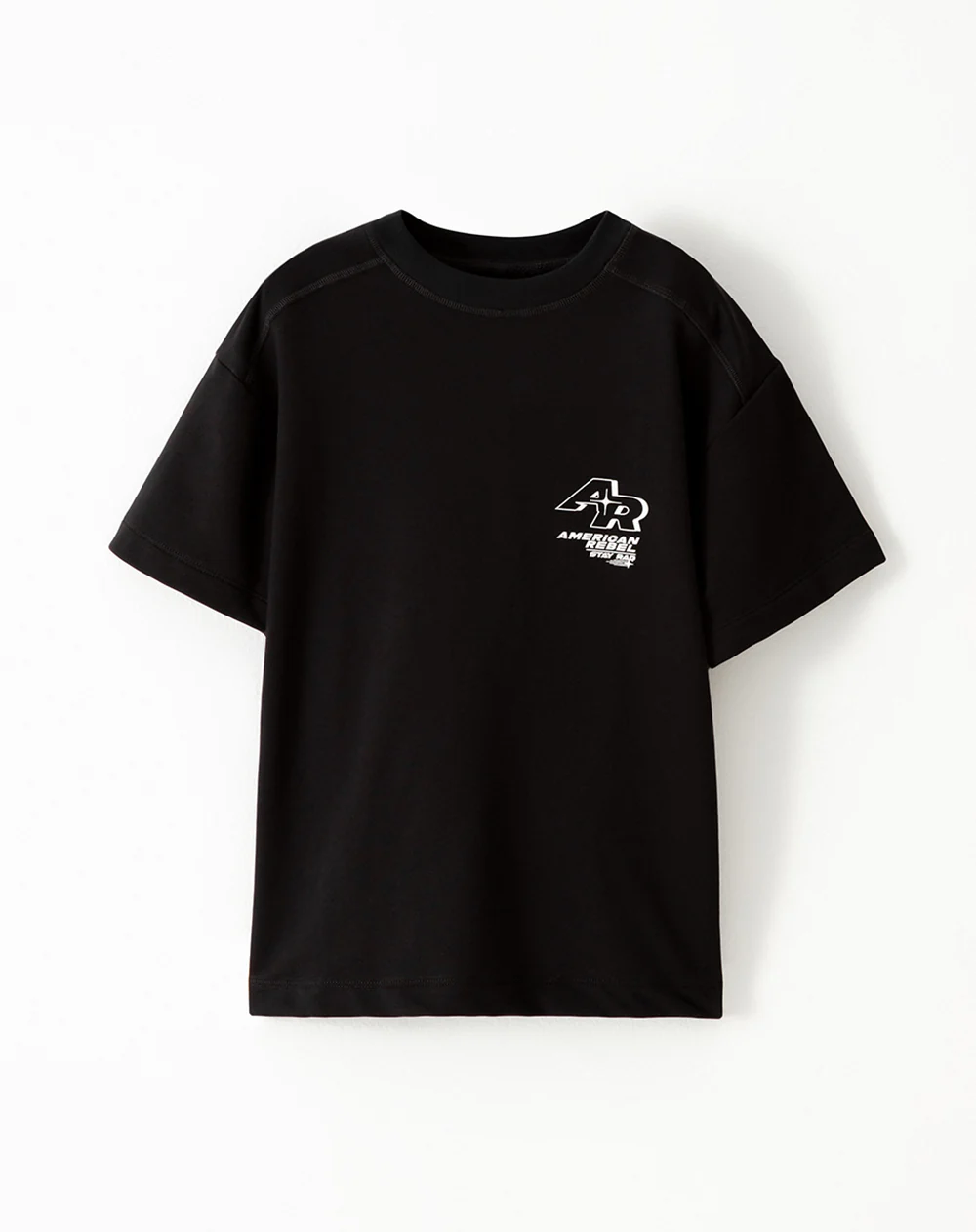 Camiseta oversize algodón negra estampada niño - Image 5
