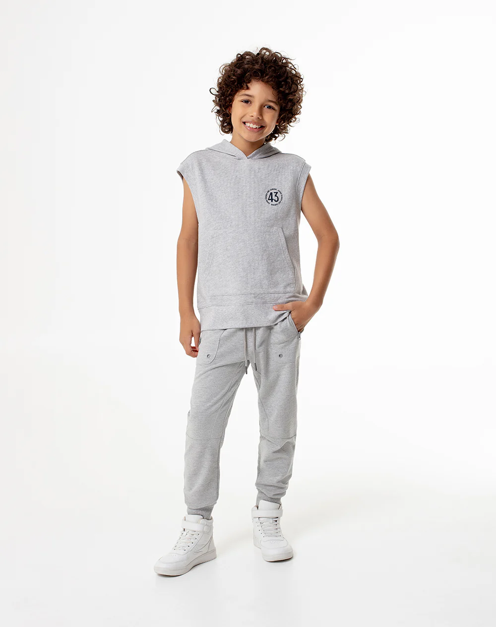 Chaleco regular algodón gris niño - Image 4