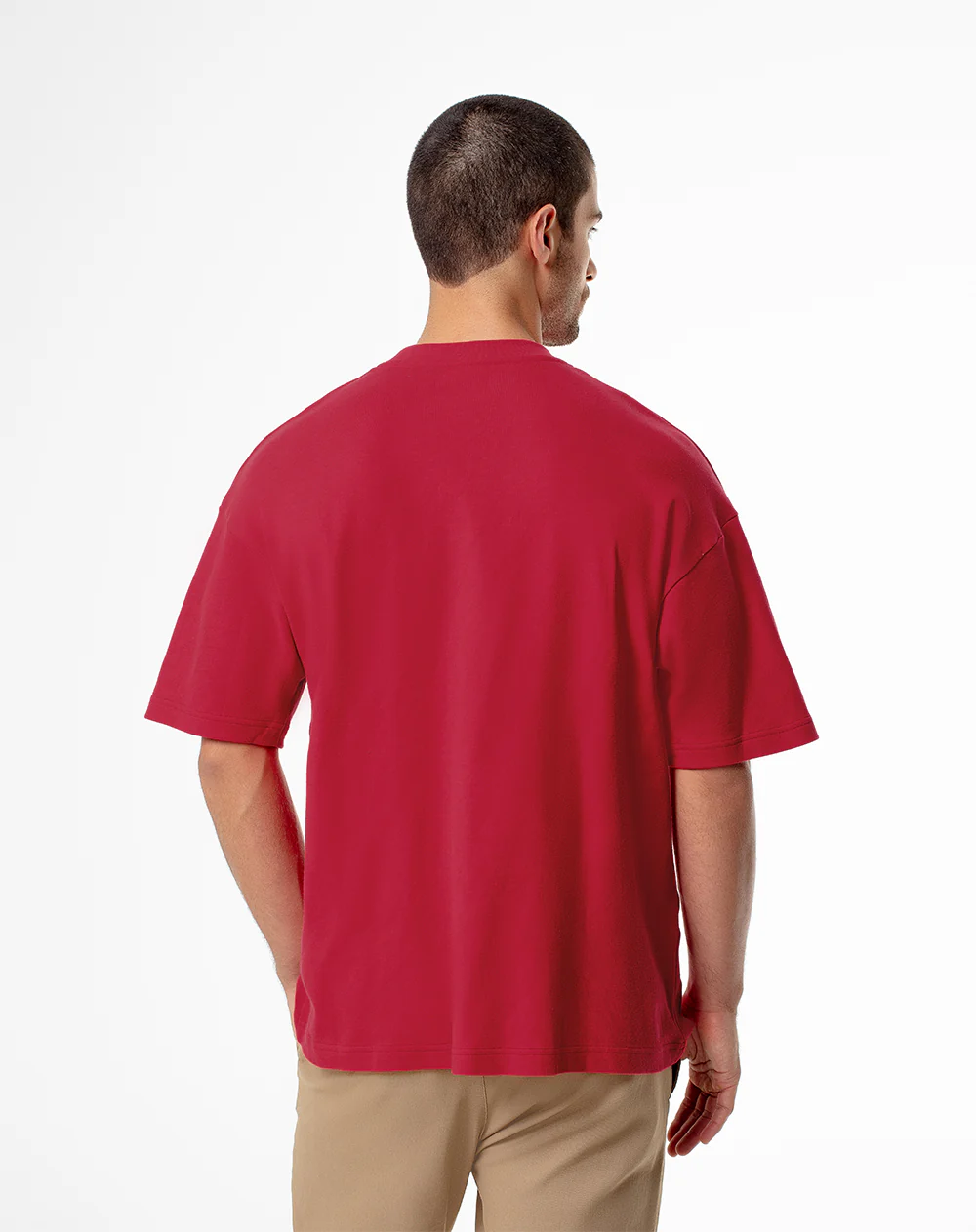 Camiseta oversize algodón roja hombre - Image 2