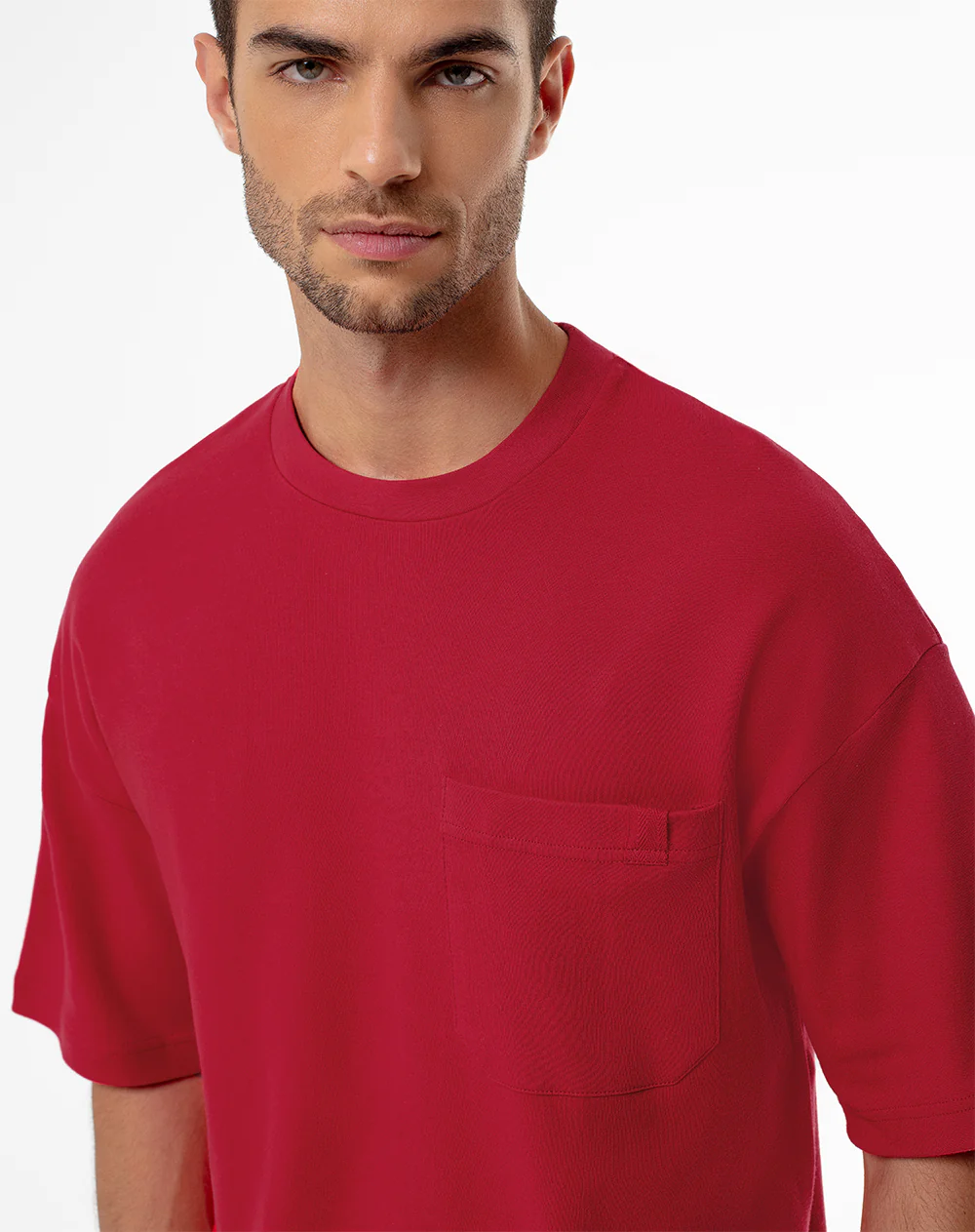 Camiseta oversize algodón roja hombre - Image 3