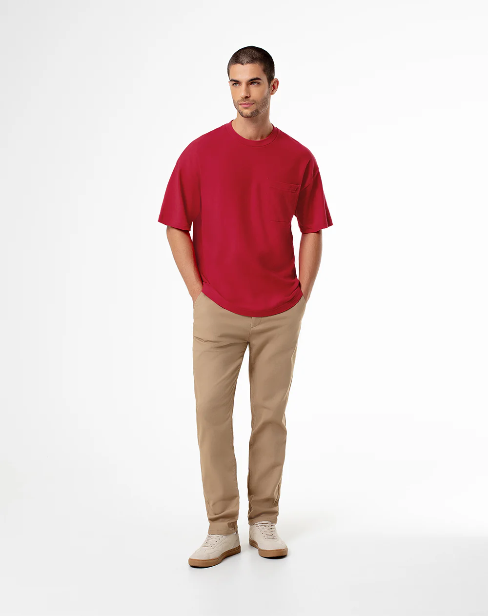 Camiseta oversize algodón roja hombre - Image 4