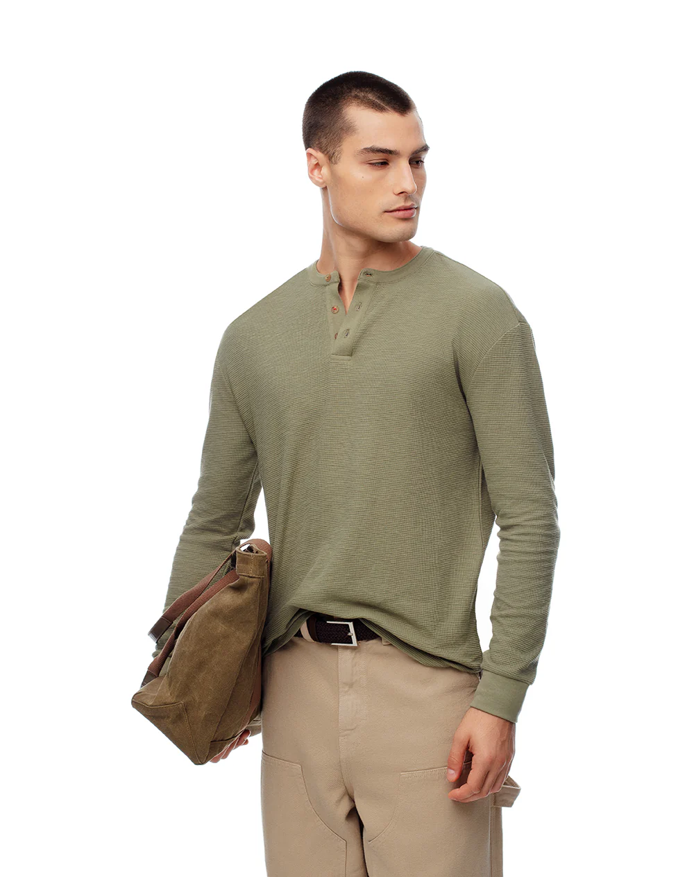 Camibuzo regular algodón oliva hombre - Image 4