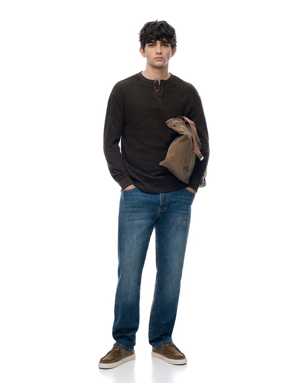 Camiseta slim manga larga café hombre - Image 4