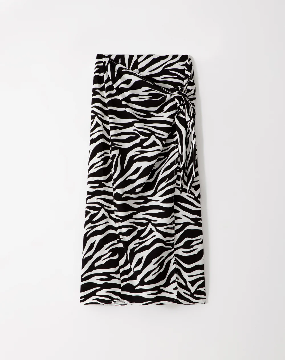 Falda midi tiro alto cruzada print mujer