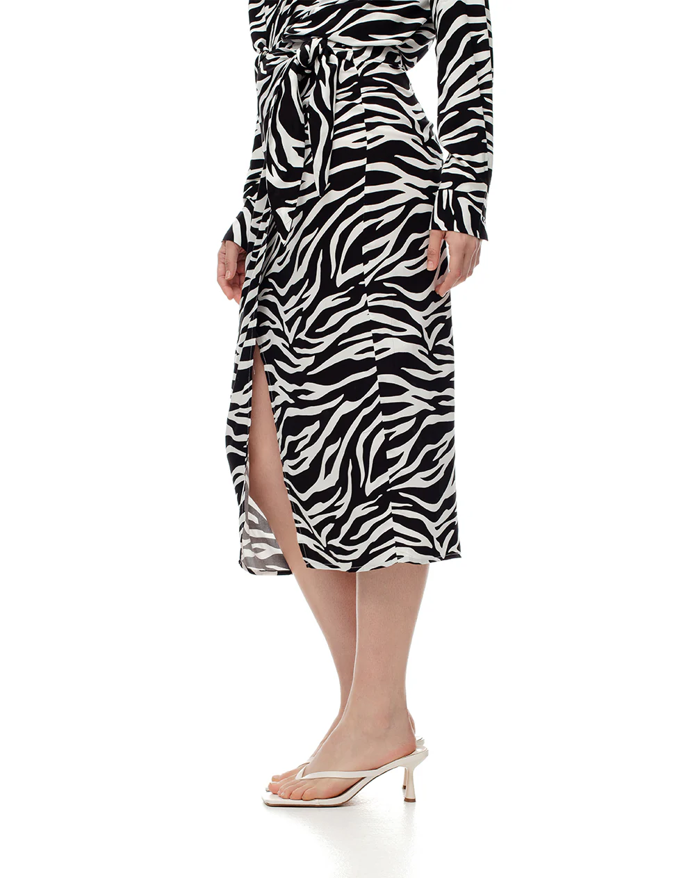 Falda midi tiro alto cruzada print mujer - Image 5
