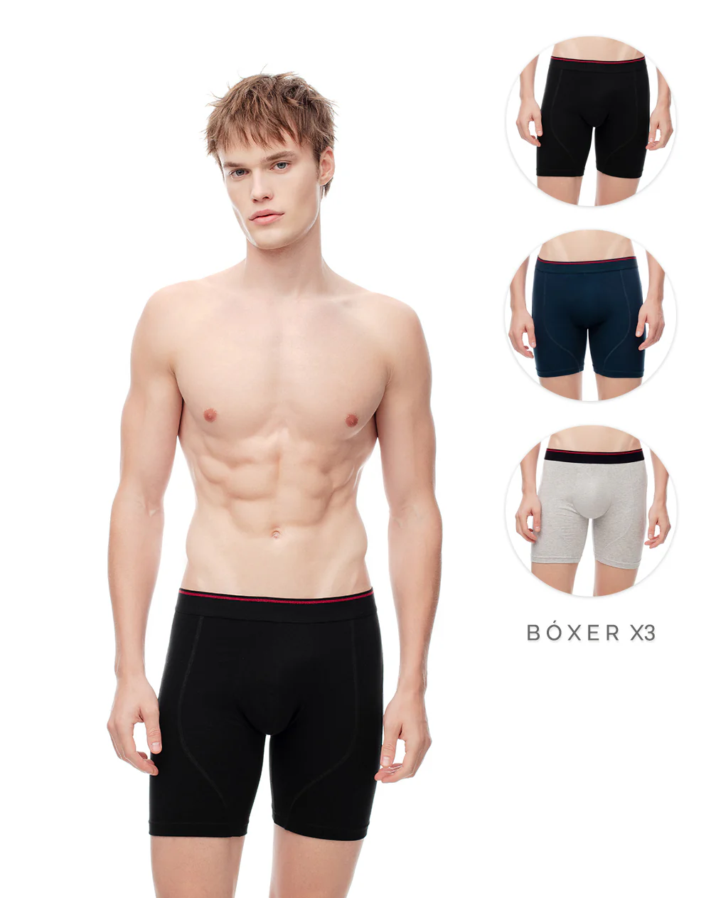Bóxer largo algodón jersey x3unds surtido hombre