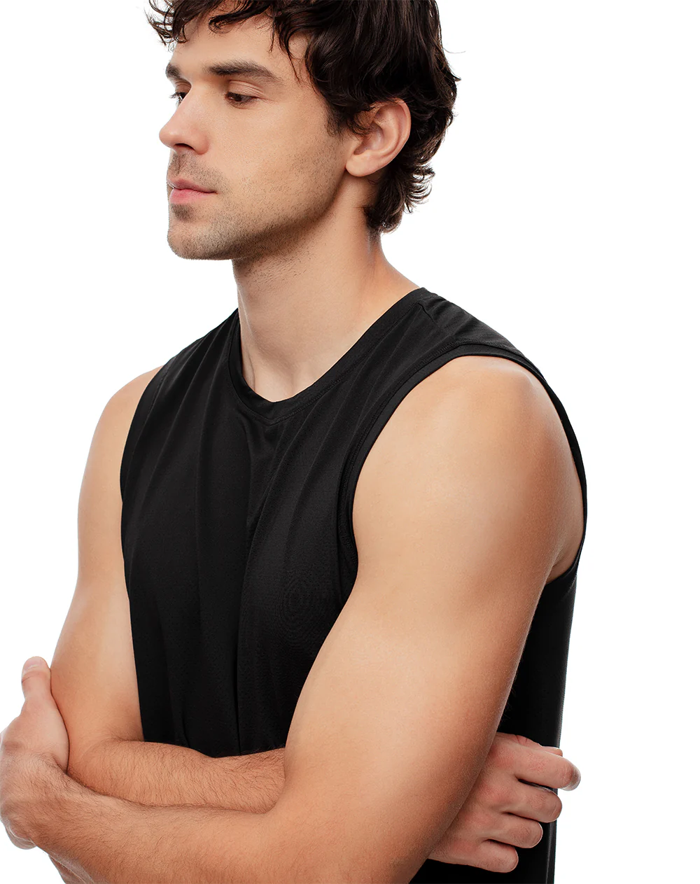 Camisilla deportiva antibacterial negra hombre - Image 4