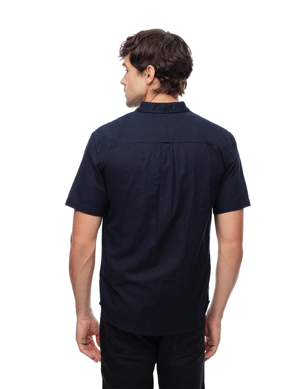 Camisa manga corta regular lino azul hombre - Image 2