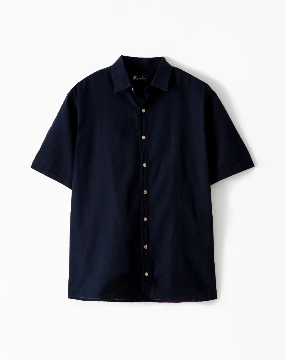Camisa manga corta regular lino azul hombre - Image 5