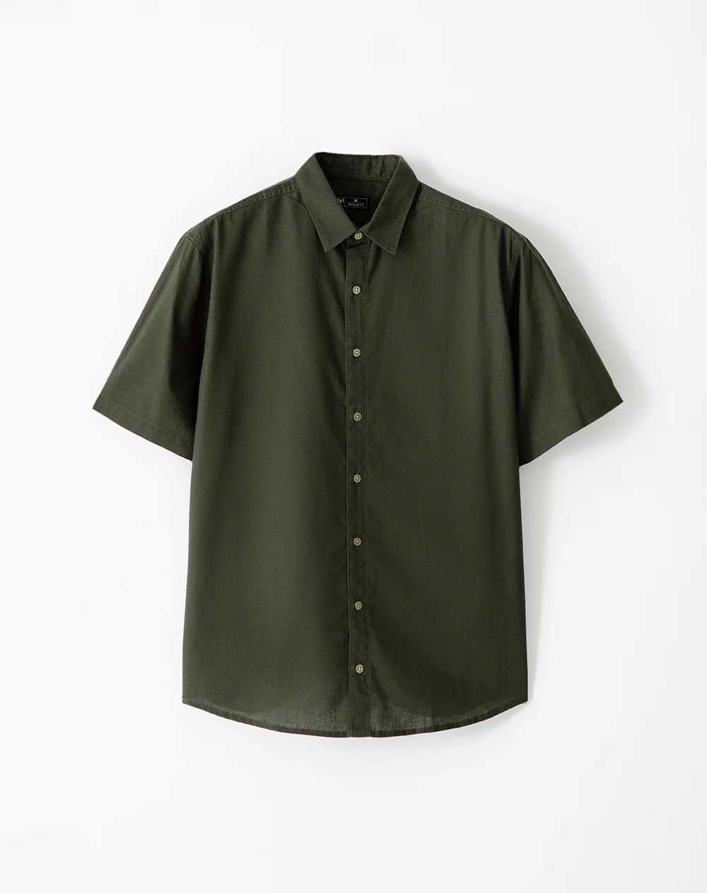 Camisa manga corta regular lino verde hombre - Image 5