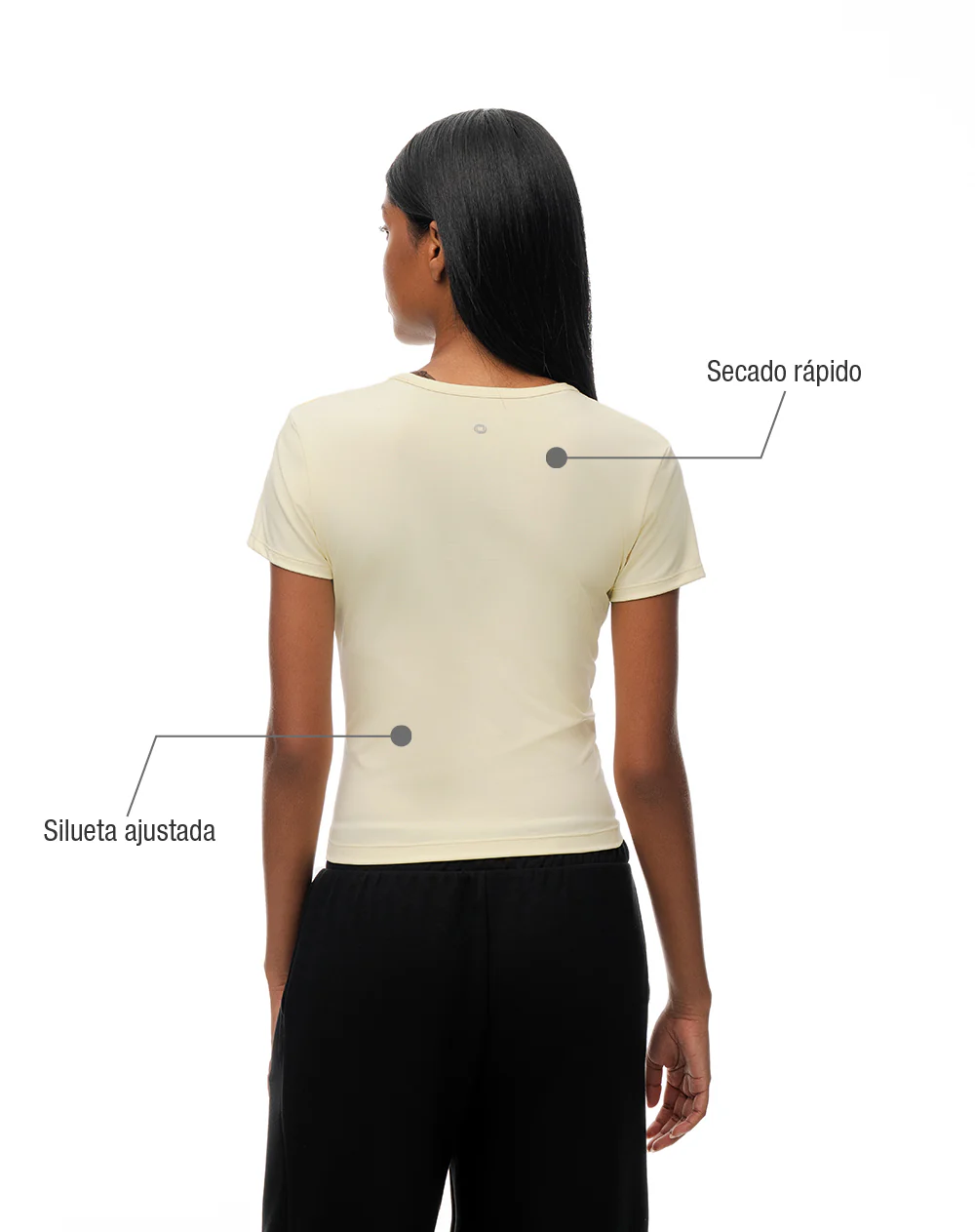 Camiseta deportiva secado rápido amarilla mujer - Image 2