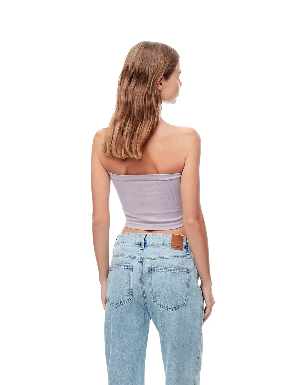 Crop top slim strapless seamless gris mujer - Image 2