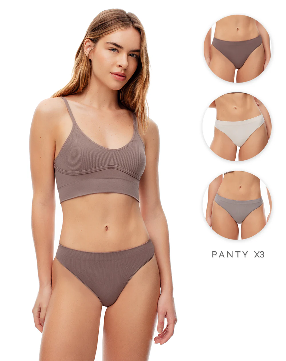 Panty tipo tanga seamless tiro medio x3unds surtido mujer