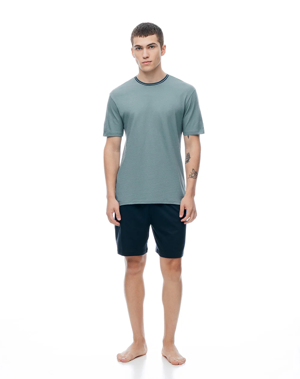 Camiseta + bermuda de pijama algodón verde hombre - Image 6